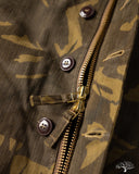 Dehen 1920 N-1 Deck Jacket - Dry Wax Cotton Darkwood Camo Brown Mouton