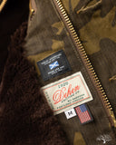 Dehen 1920 N-1 Deck Jacket - Dry Wax Cotton Darkwood Camo Brown Mouton
