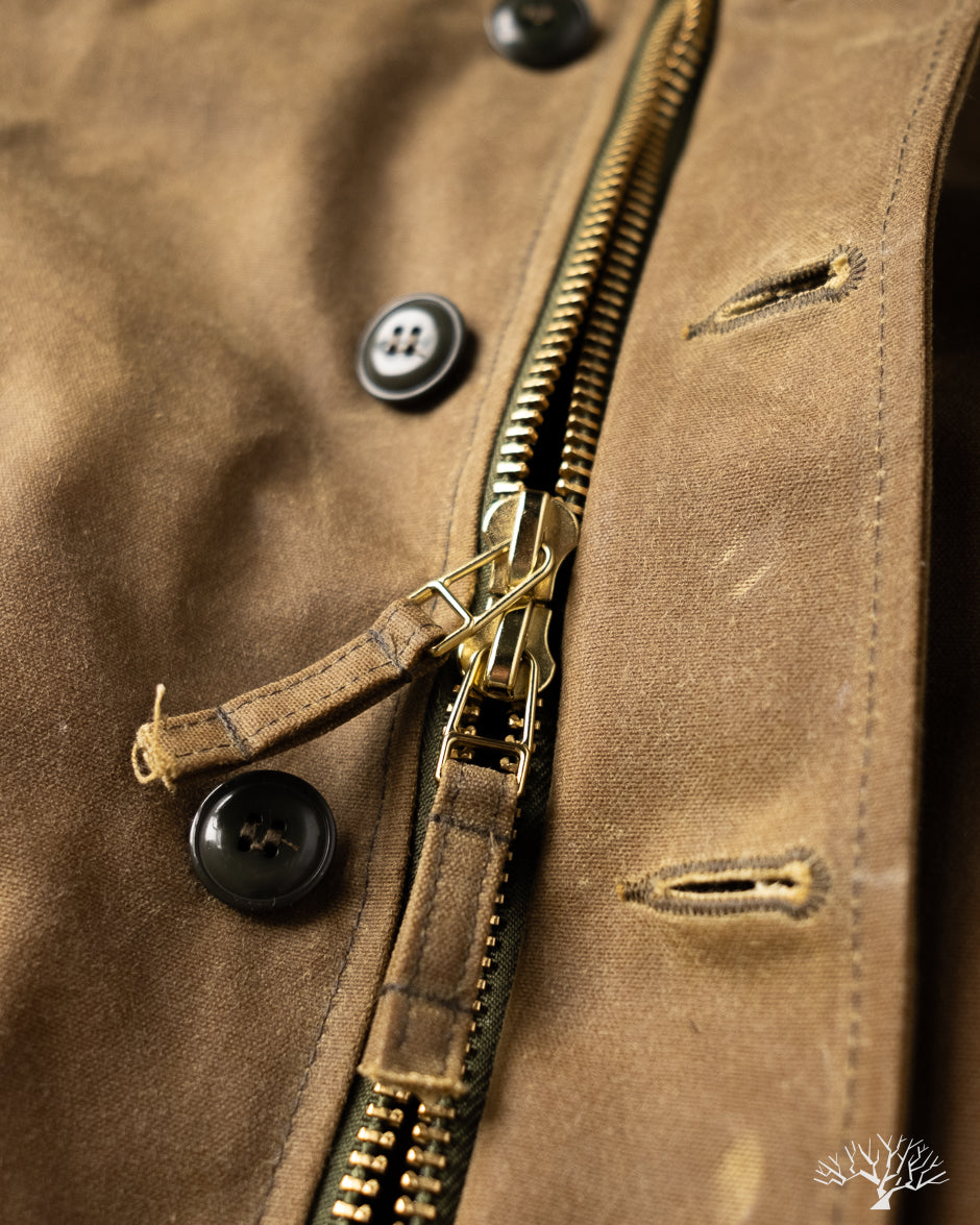 Dehen 1920 N-1 Deck Jacket - Hardtack Waxed Canvas Grey Mouton