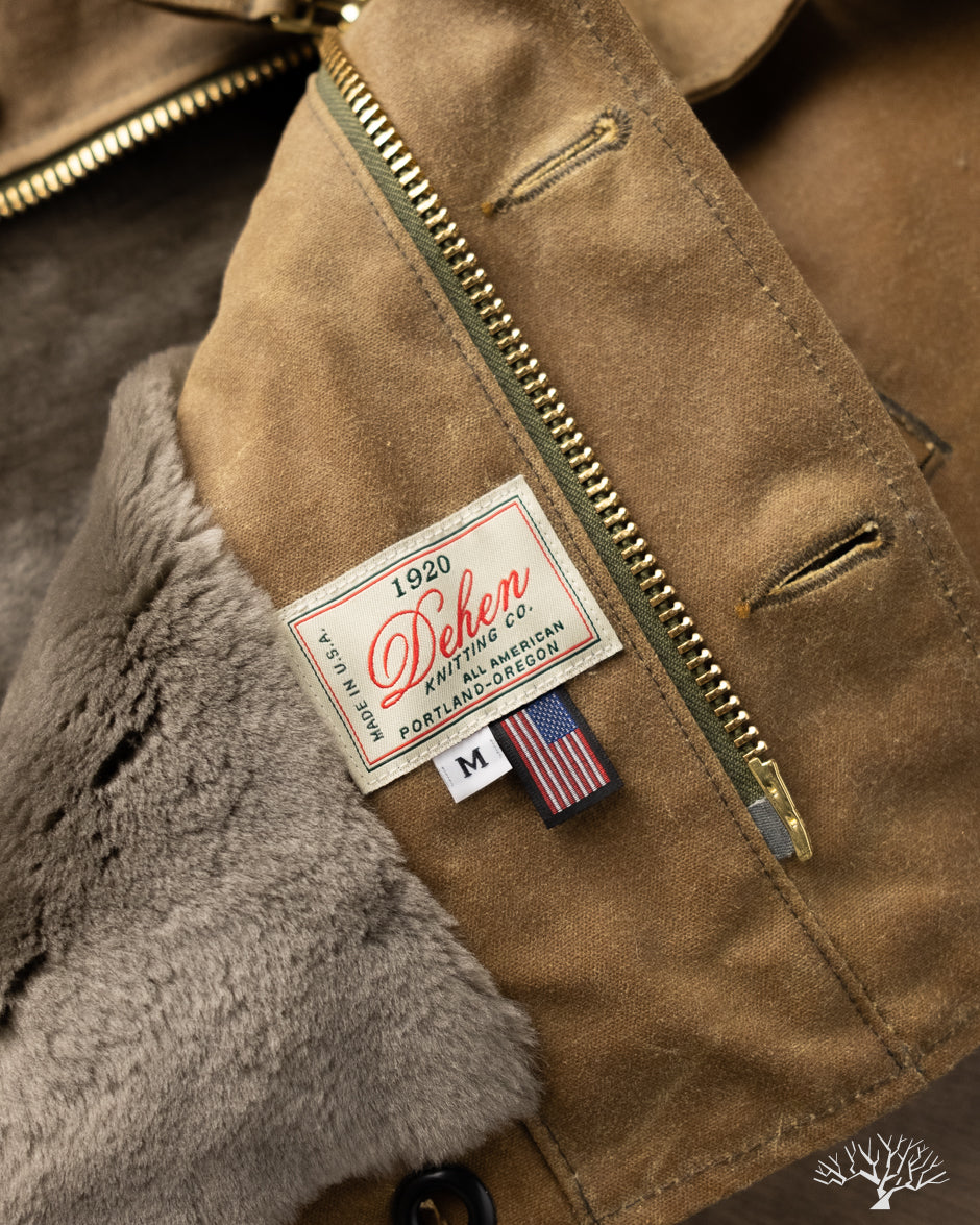 Dehen 1920 N-1 Deck Jacket - Hardtack Waxed Canvas Grey Mouton