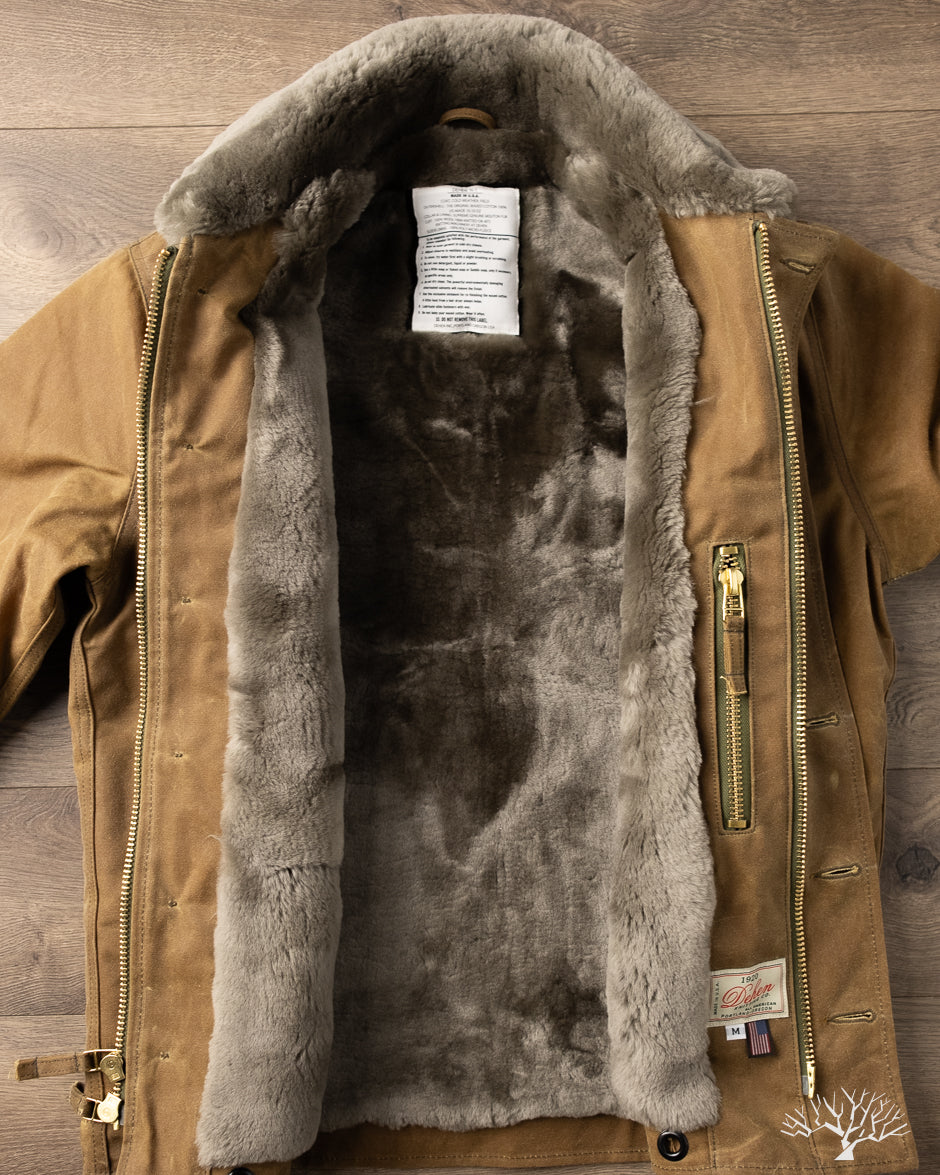 Dehen 1920 N-1 Deck Jacket - Hardtack Waxed Canvas Grey Mouton