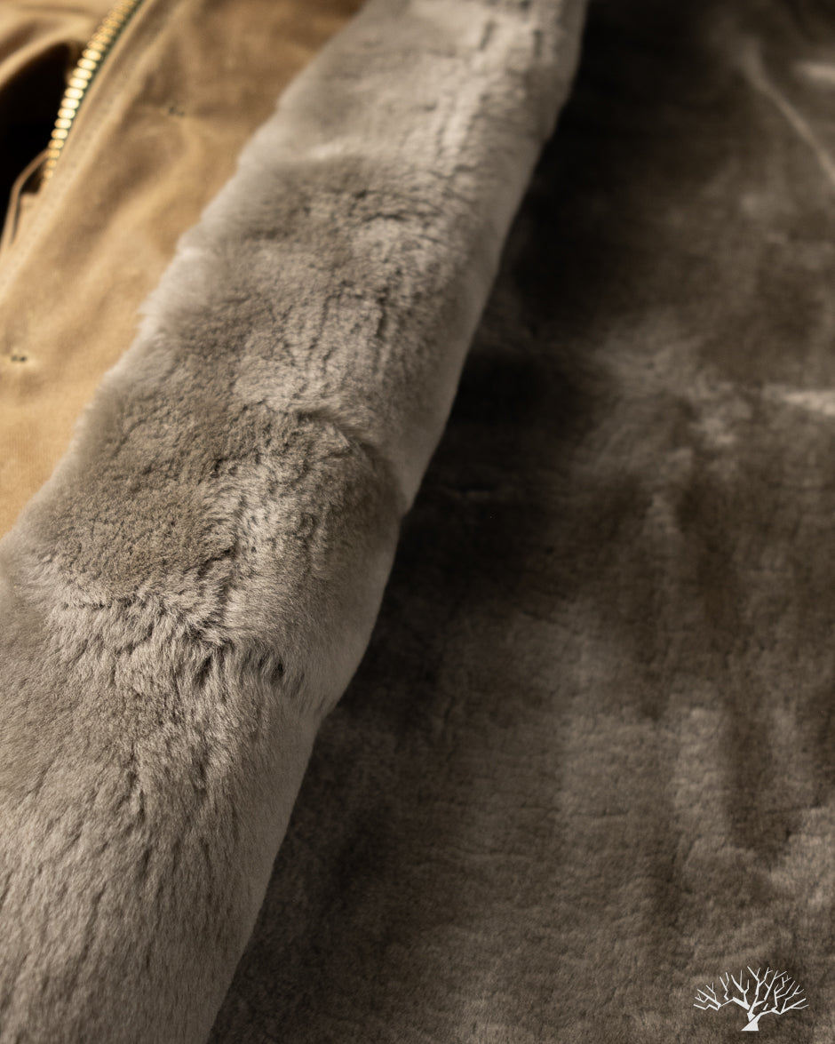 Dehen 1920 N-1 Deck Jacket - Hardtack Waxed Canvas Grey Mouton