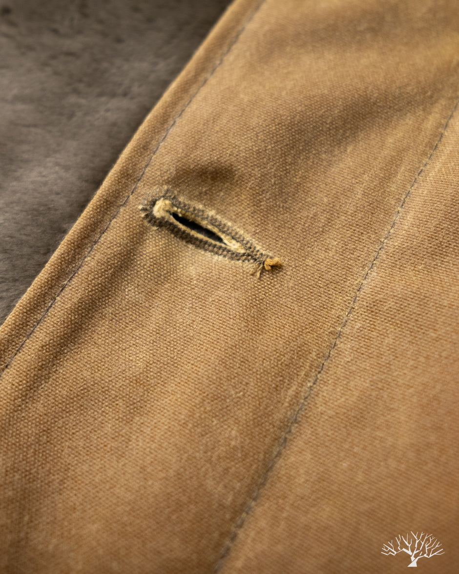 Dehen 1920 N-1 Deck Jacket - Hardtack Waxed Canvas Grey Mouton