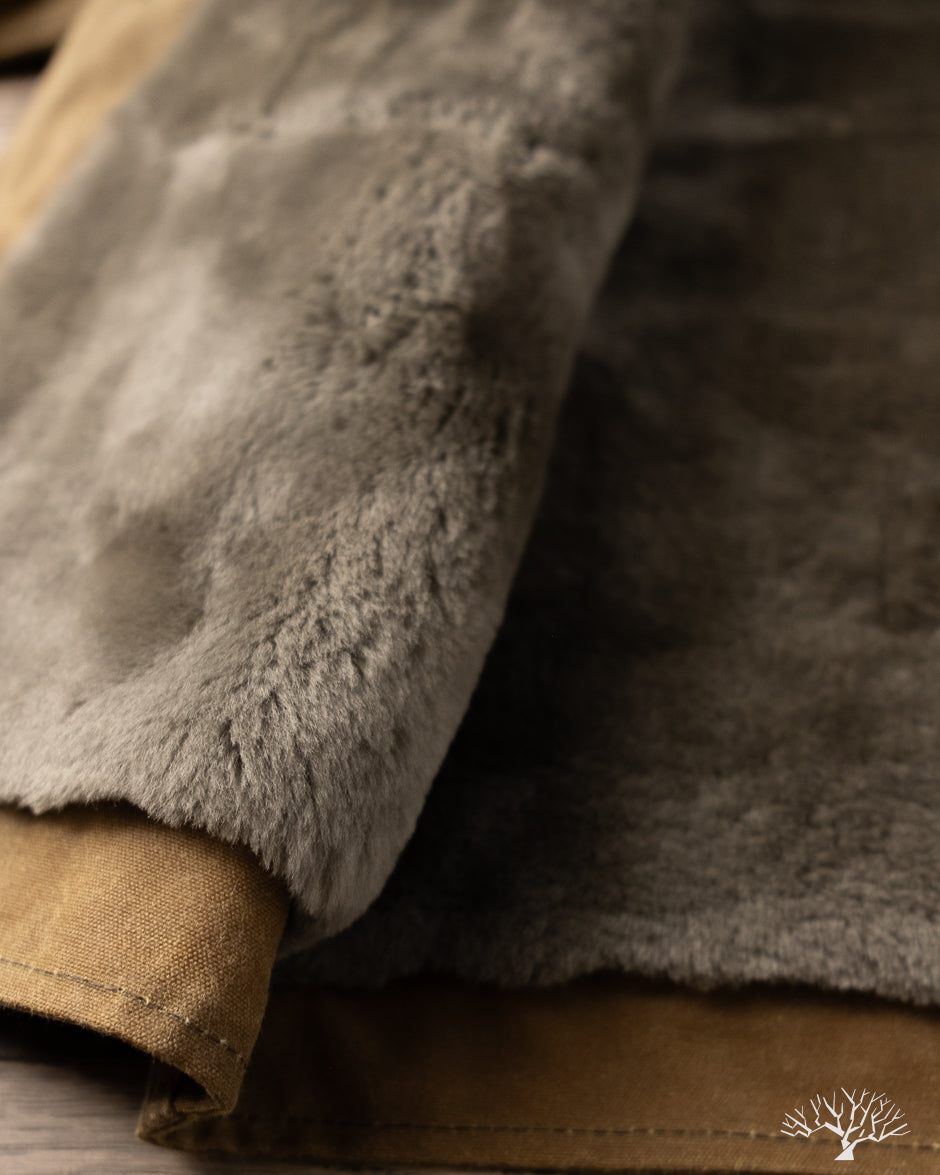 Dehen 1920 N-1 Deck Jacket - Hardtack Waxed Canvas Grey Mouton