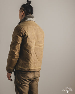 Dehen 1920 - N-1 Deck Jacket - Hardtack Waxed Canvas Grey Mouton
