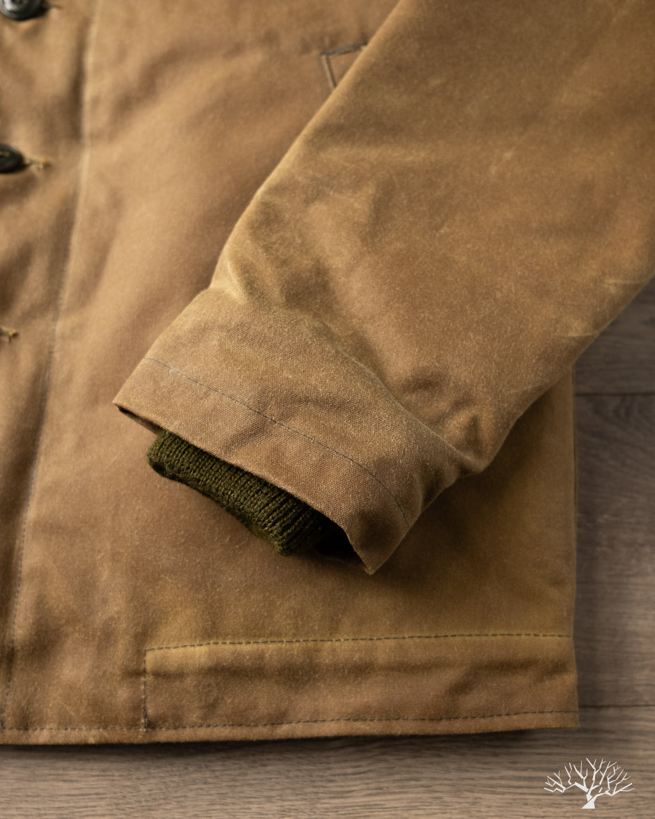 Dehen 1920 N-1 Deck Jacket - Hardtack Waxed Canvas Grey Mouton