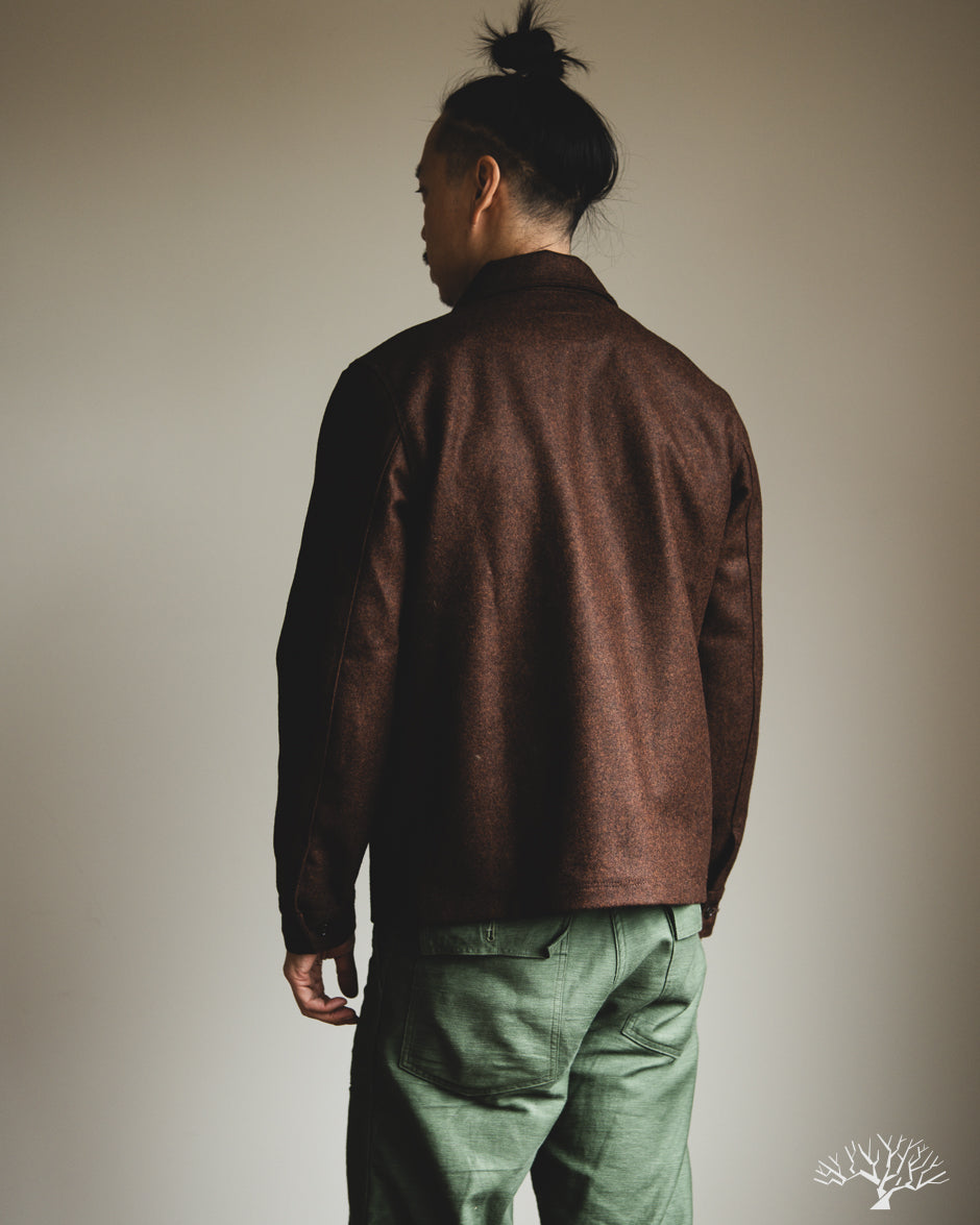 Dehen 1920 Skyline Overshirt - Red Oak Mix Melton Wool