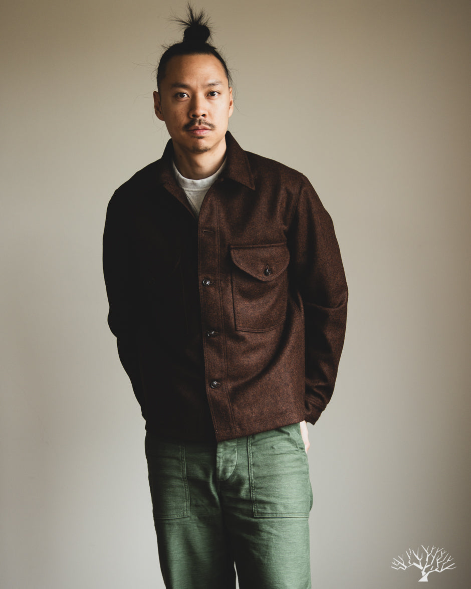 Dehen 1920 Skyline Overshirt - Red Oak Mix Melton Wool