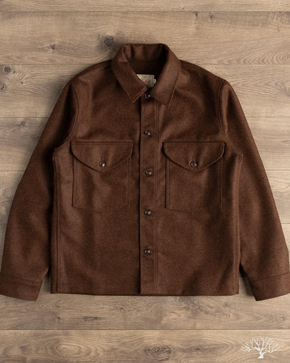 Dehen 1920 Skyline Overshirt - Red Oak Mix Melton Wool