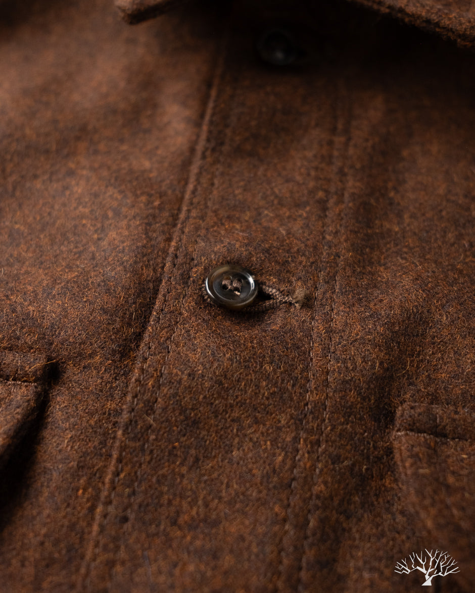 Dehen 1920 Skyline Overshirt - Red Oak Mix Melton Wool