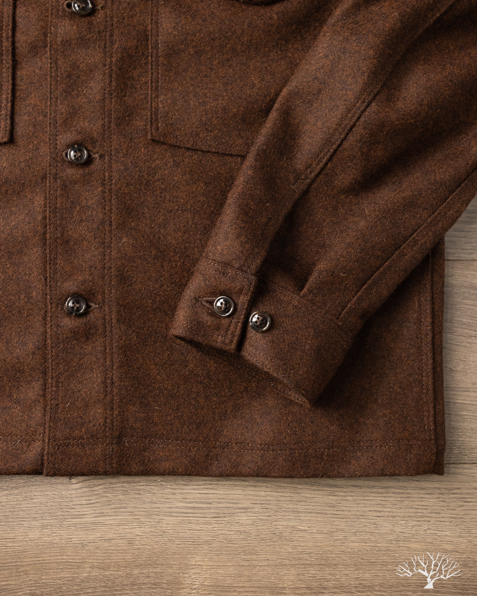 Dehen 1920 Skyline Overshirt - Red Oak Mix Melton Wool