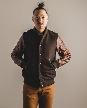 2025 美品　Deuxieme Classe Charm blouson Dehen 1920 - Varsity Jacket - Brown Melton / Antique Brandy