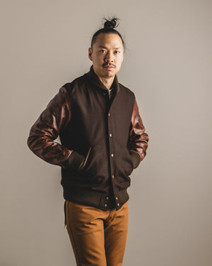 Dehen 1920 - Varsity Jacket - Brown Melton / Antique Brandy