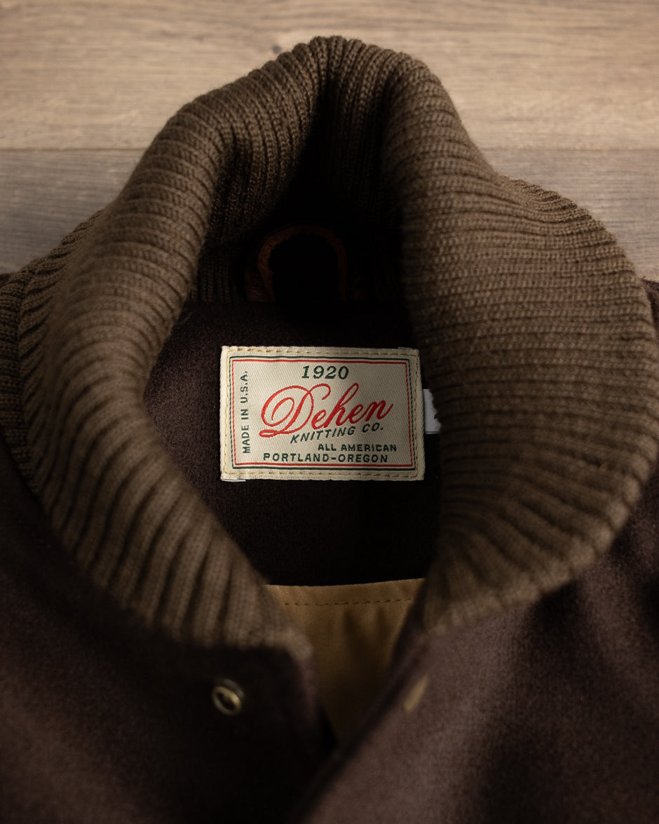 Dehen 1920 Varsity Jacket - Brown Melton / Antique Brandy Leather (2025)