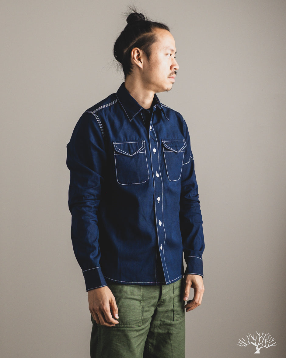 Fitted Underground LES Indigo Selvedge Chambray Shirt - Dark Indigo