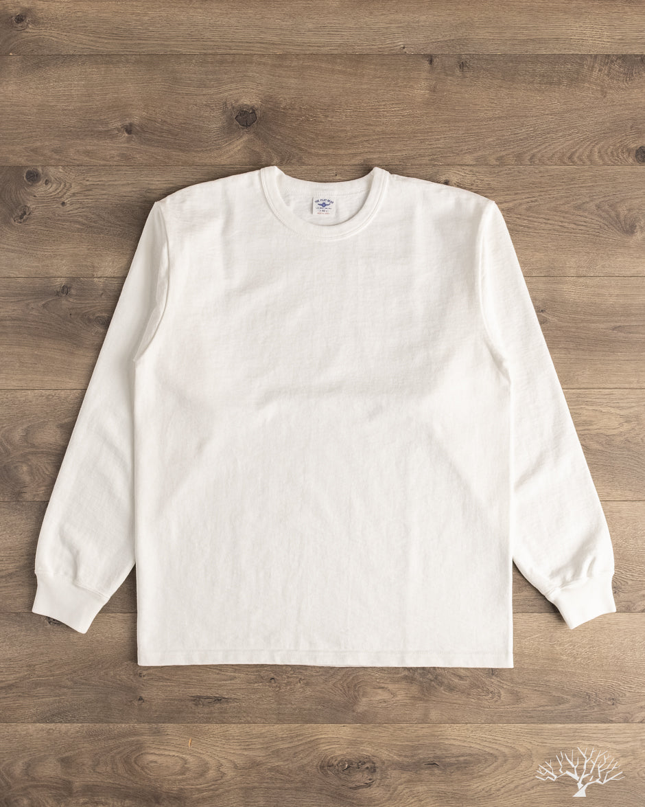 Flat Head FN-HTKL-001 - 20oz Heavy Loopwheel Long-Sleeve Tee - White