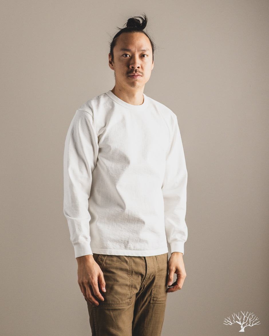 Flat Head FN-HTKL-001 - 20oz Heavy Loopwheel Long-Sleeve Tee - White