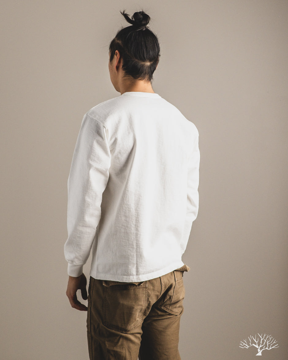 Flat Head FN-HTKL-001 - 20oz Heavy Loopwheel Long-Sleeve Tee - White