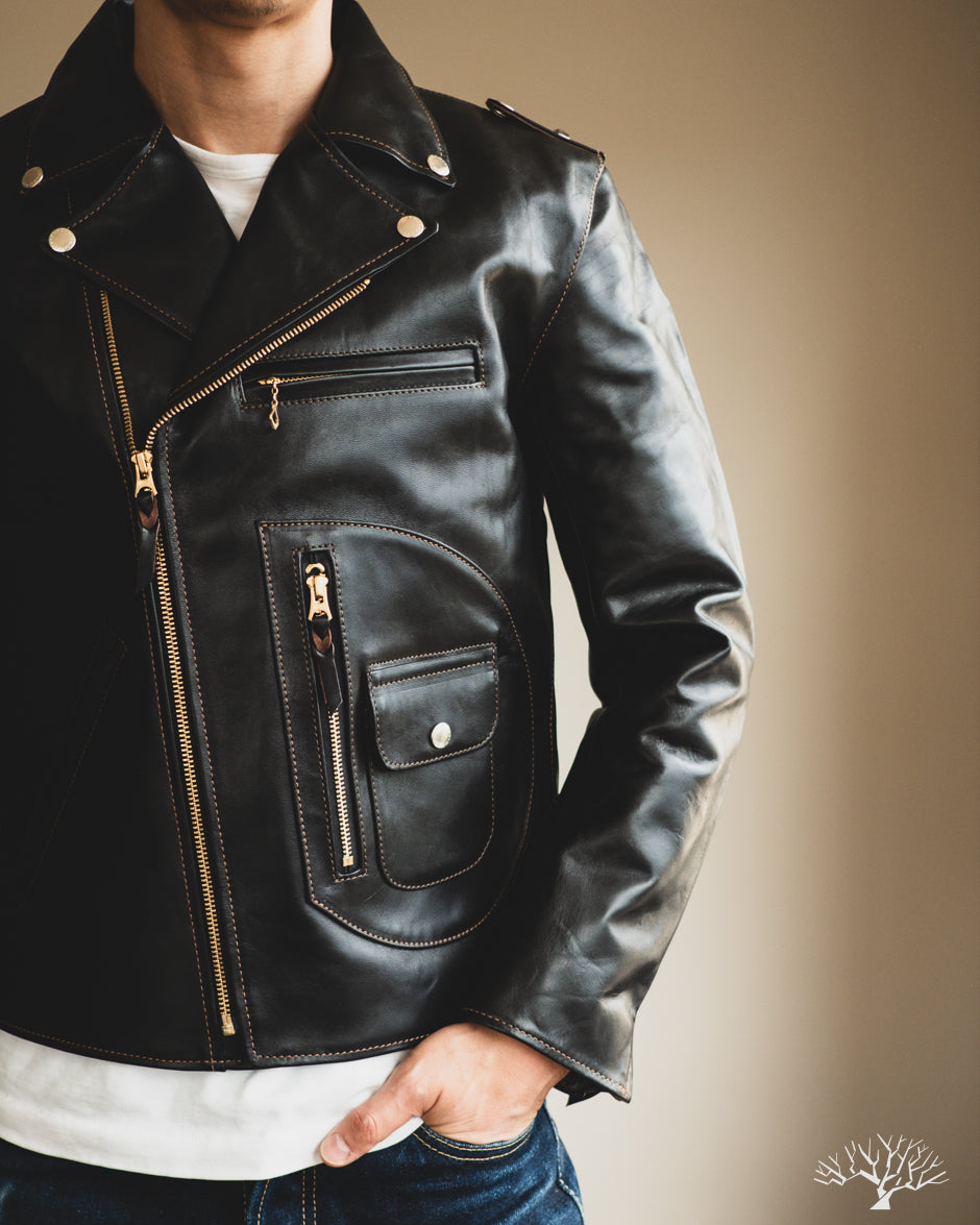 The Flat Head - FN-LJ-HW004 - Horsehide Double Rider's Leather Jacket ...