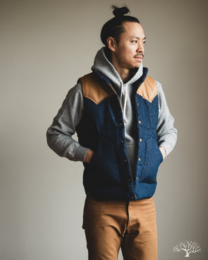 Flat Head - FN-OJ-DPV001 - 12.5oz Natural Indigo Denim Puff Vest