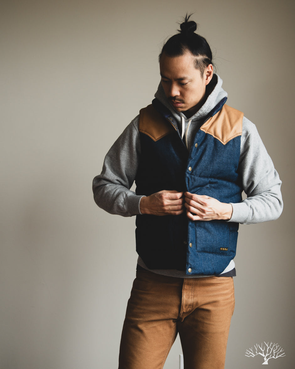 Flat Head - FN-OJ-DPV001 - 12.5oz Natural Indigo Denim Puff Vest