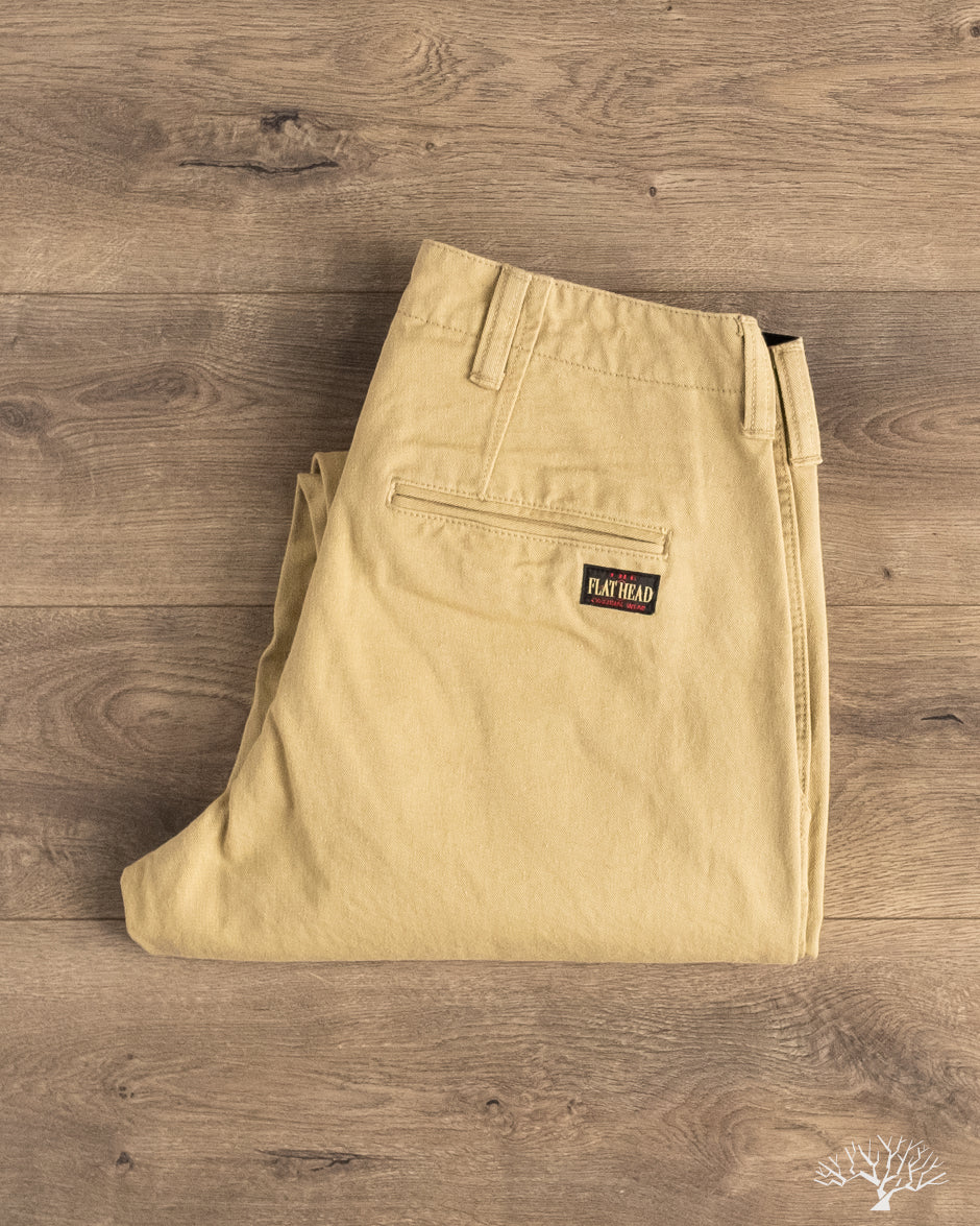 Flat Head FN-PA-C014 - 12oz Chino Trousers - Beige