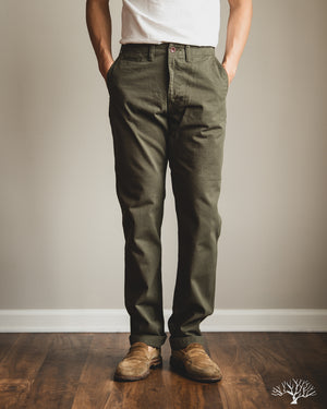 Flat Head - FN-PA-C014 - 12oz Chino Trousers - Olive – Withered Fig