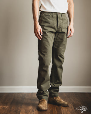 Flat Head - FN-PA-C014 - 12oz Chino Trousers - Olive – Withered Fig
