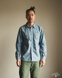 Flat Head FN-SCK-010L - 5oz Chambray Work Shirt - Blue