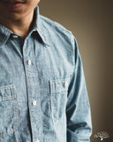 Flat Head FN-SCK-010L - 5oz Chambray Work Shirt - Blue