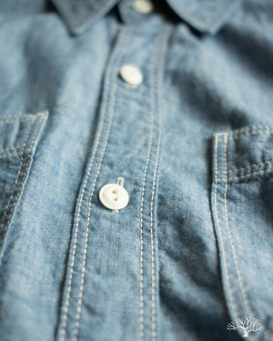 The Flat Head - FN-SCK-010L - 5oz Chambray Work Shirt - Blue