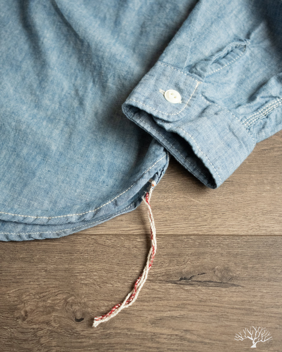 Flat Head FN-SCK-010L - 5oz Chambray Work Shirt - Blue