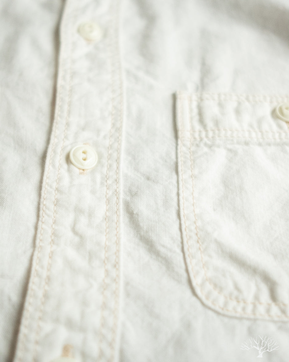 Flat Head FN-SCK-010L - 5oz Chambray Work Shirt - White