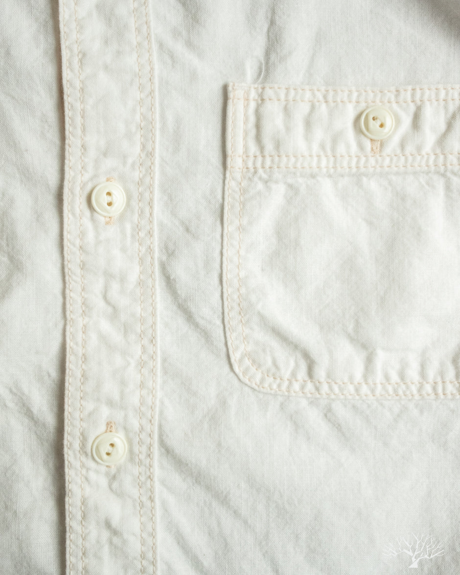 Flat Head FN-SCK-010L - 5oz Chambray Work Shirt - White