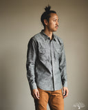 Flat Head FN-SCW-003L - 5oz Chambray Western Shirt - Black