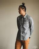 Flat Head FN-SCW-003L - 5oz Chambray Western Shirt - Black