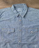 Flat Head FN-SCW-003L - 5oz Chambray Western Shirt - Blue