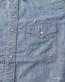 Flat Head FN-SCW-003L - 5oz Chambray Western Shirt - Blue