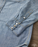 Flat Head FN-SCW-003L - 5oz Chambray Western Shirt - Blue