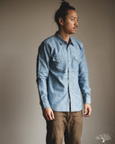 Flat Head FN-SCW-003L - 5oz Chambray Western Shirt - Blue