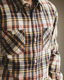 Flat Head FN-SNR-014L - Flannel Check Work Shirt - Ivory