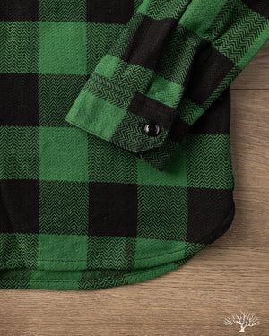 The Flat Head - FN-SNR-101L - Block Check Flannel Shirt - Green