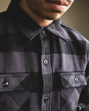 The Flat Head FN-SNR-101L - Block Check Flannel Shirt - Grey/Black