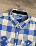 Flat Head FN-SNR-101L - Block Check Flannel Shirt - White/Blue