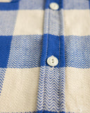 Flat Head FN-SNR-101L - Block Check Flannel Shirt - White/Blue