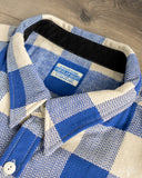 Flat Head FN-SNR-101L - Block Check Flannel Shirt - White/Blue