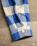 Flat Head FN-SNR-101L - Block Check Flannel Shirt - White/Blue