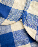 Flat Head FN-SNR-101L - Block Check Flannel Shirt - White/Blue