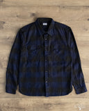 Flat Head FN-SNR-101LSP - Block Check Flannel Shirt - Indigo