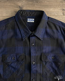 Flat Head FN-SNR-101LSP - Block Check Flannel Shirt - Indigo